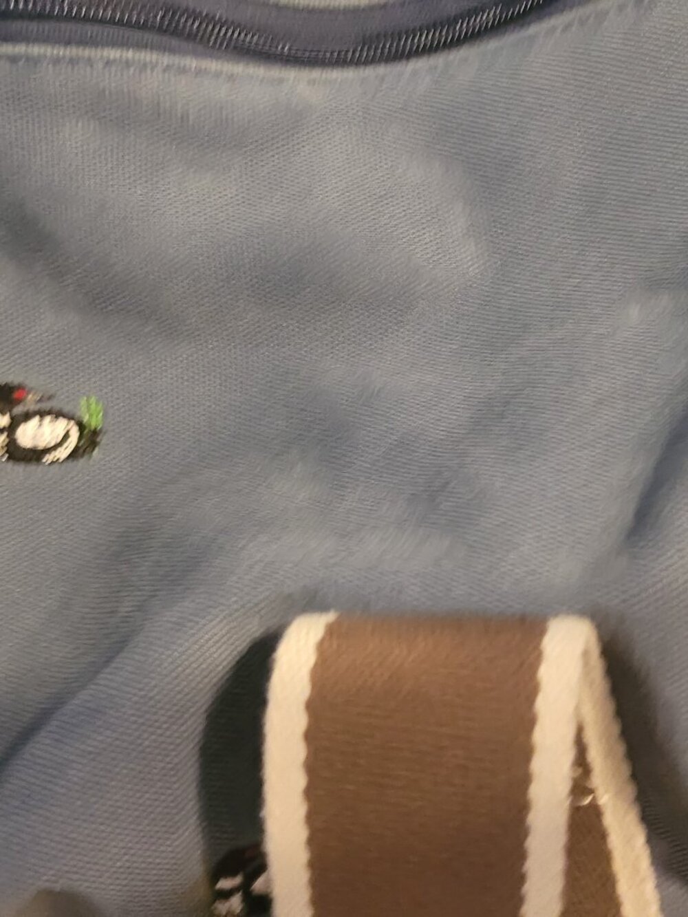 Vintage L.L. Bean Rolling Canvas Duffle Bag w/ Leather Accents Unique Duck Print - Picture 10 of 11